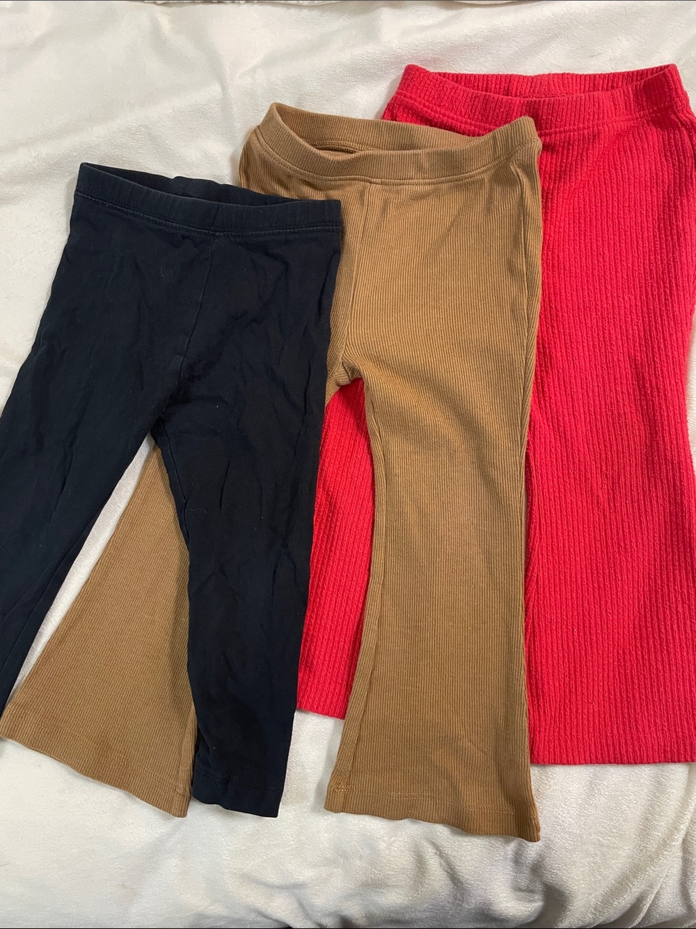 Old Navy Kids Ribbed Bell Bottom Leggings - Black, Brown, Red